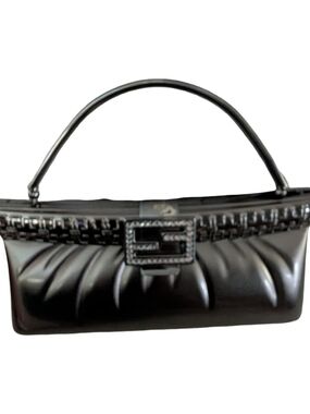 Sarina Metal Charcoal Handbag Shoulder Purse Snap Closure Formal Party Trendy